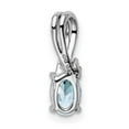 thumbnail image 4 of 925 Sterling Silver Polished Rhodium Plated Diamond Aquamarine Oval Pendant Necklace 13x4mm Wide Pendant for Women, 4 of 4