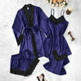 thumbnail image 2 of GERsome Satin Pajama Set for Women, 4 Piece Silky Sleepwear, Lace Camisole Shorts Soft Nightwear S-3XL, 2 of 7