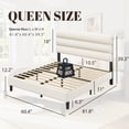 thumbnail image 2 of Bolvdo Queen Bed Frame with Velvet Upholstered Headboard, Metal Support, No Box Spring Needed, Noise Free, Easy Assembly, Beige, 2 of 8