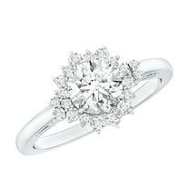Rosec Jewels - Lab Grown Diamond Halo Engagement Ring - EF-VS Quality Certified, 925 Sterling Silver, US 4.00