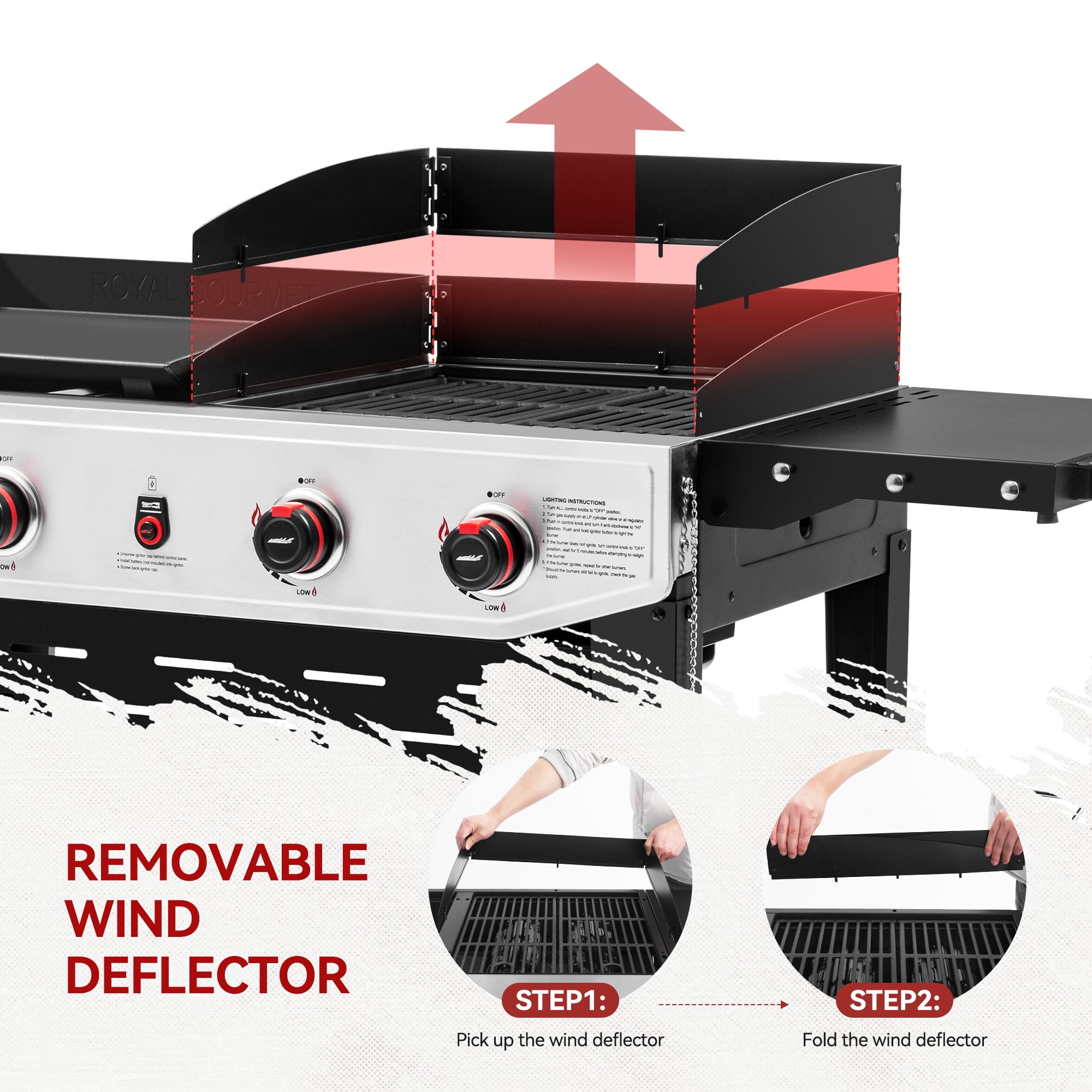 Royal Gourmet GD405B Propane Gas Grill and Griddle Combo for Outdoor Cooking, Black & Silver