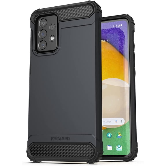 Encased Scorpio Armor for Samsung A52 Case, Protective Rugged Phone Cover for Galaxy A52 4G/5G (Black)