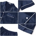 thumbnail image 5 of UVN Pajamas Sets for Women Short Sleeve Button Down Tops and Shorts 2 Piece Outfit Soft Satin Silk Pjs Sleepwear Loungewear, 5 of 8