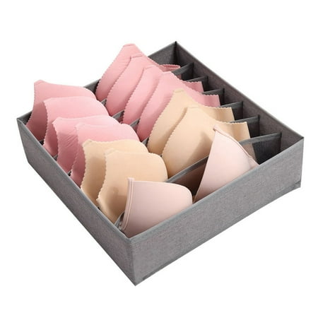 

Thaisu Grid Underwear Drawer Closet Organizer Foldable Dresser Storage Box for Bras Socks Briefs
