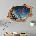 thumbnail image 2 of 3D Wall Sticker - Fake Window With Broken Wall Design, Space Planet Mountain Scene, For Living Room Bedroom Background Wall Decor, 2 of 5