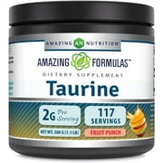 Amazing Formulas Taurine 500 Grams (1.1 Lb) Powder Fruit Punch Supplement | 2000 mg Per Serving | 111 Servings | Non-GMO | Gluten Free | Made in USA