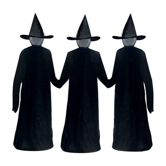 Voice Activated Glowing Witch Decor With Motion Sensor Halloween Yard Decoration 67 Inches Height Fabric Mesh black