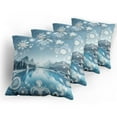 thumbnail image 5 of Ambesonne Lake Throw Pillow Cover 4 Pack, Mountain Scenery Folk Wreath, 24", Slate Blue Sky Blue, 5 of 7