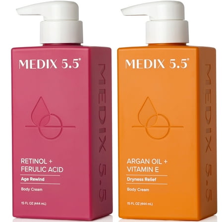 MEDIX 5.5 Anti Aging Retinol Cream   Argan Oil Moisturizing Cream. Set of Two 15 fl oz