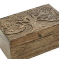 thumbnail image 6 of DecMode Floral Handmade Brown Mango Wood Decorative Box with Hinged Lid, 3 Count, 6 of 16