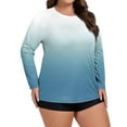 thumbnail image 2 of CIENVNSTG Swim Shirts For Women Plus Size Long Sleeve Gradient Print Rash Guard Loose Fit Swimsuit Top Upf 50+Sun Protection Quick Dry Hiking Swim Shirt Light Blue 5XL, 2 of 5