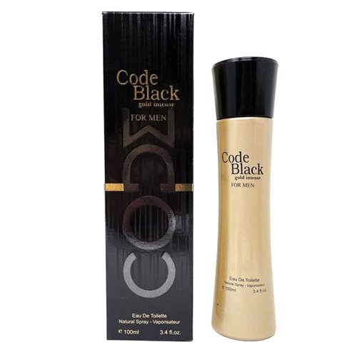 Black Code Intense Gold Cologne for Men Eau De Toilette Natural Spray Masculine Scent, 3.4 Fl Oz