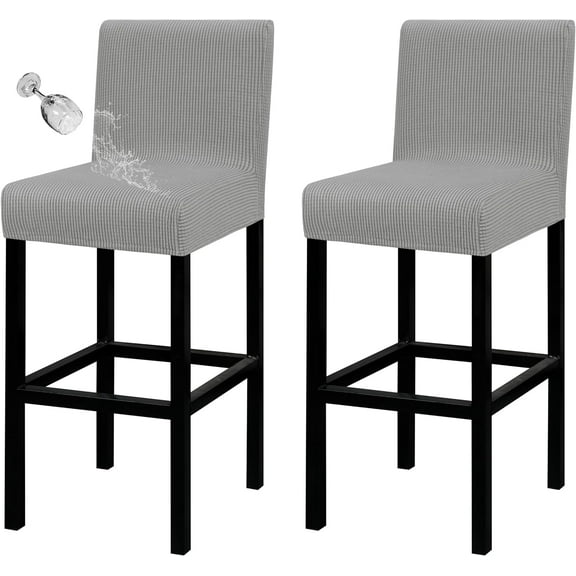 Wehilion 2PCS Bar Stool Cover, Stretch Jacquard Stool Pub Chair Cover Removable Washable Counter Stool Cover for Kitchen, Dining Room