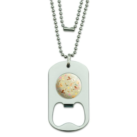 The Birds and the Bees Pattern Military Dog Tag Bottle Opener Pendant