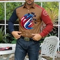 thumbnail image 3 of Men 250th Anniversary Shirt American Flag Printed Button Down Collared T-Shirts Fashion Long Sleeve Patriotic Tee, 3 of 4