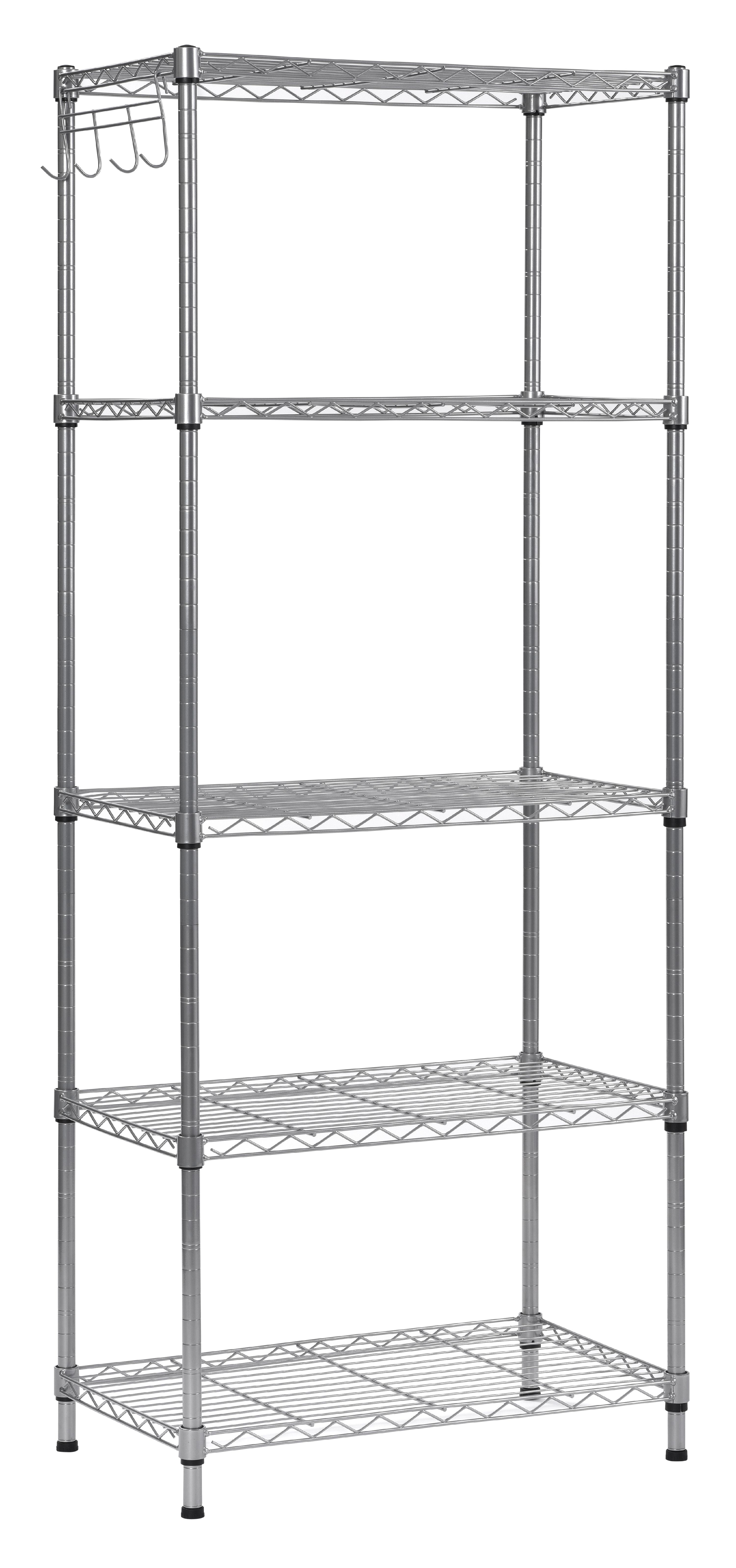 Silver Metal Storage Rack 5 Tier Shelving Wire Shelf Kitchen Office Unit Stands 