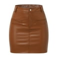 thumbnail image 5 of Ediodpoh Leather Pencil Skirt Women Mini Pu High Waisted Elasticity Punk Style Tight Skirt Women's Skirts Brown L, 5 of 9