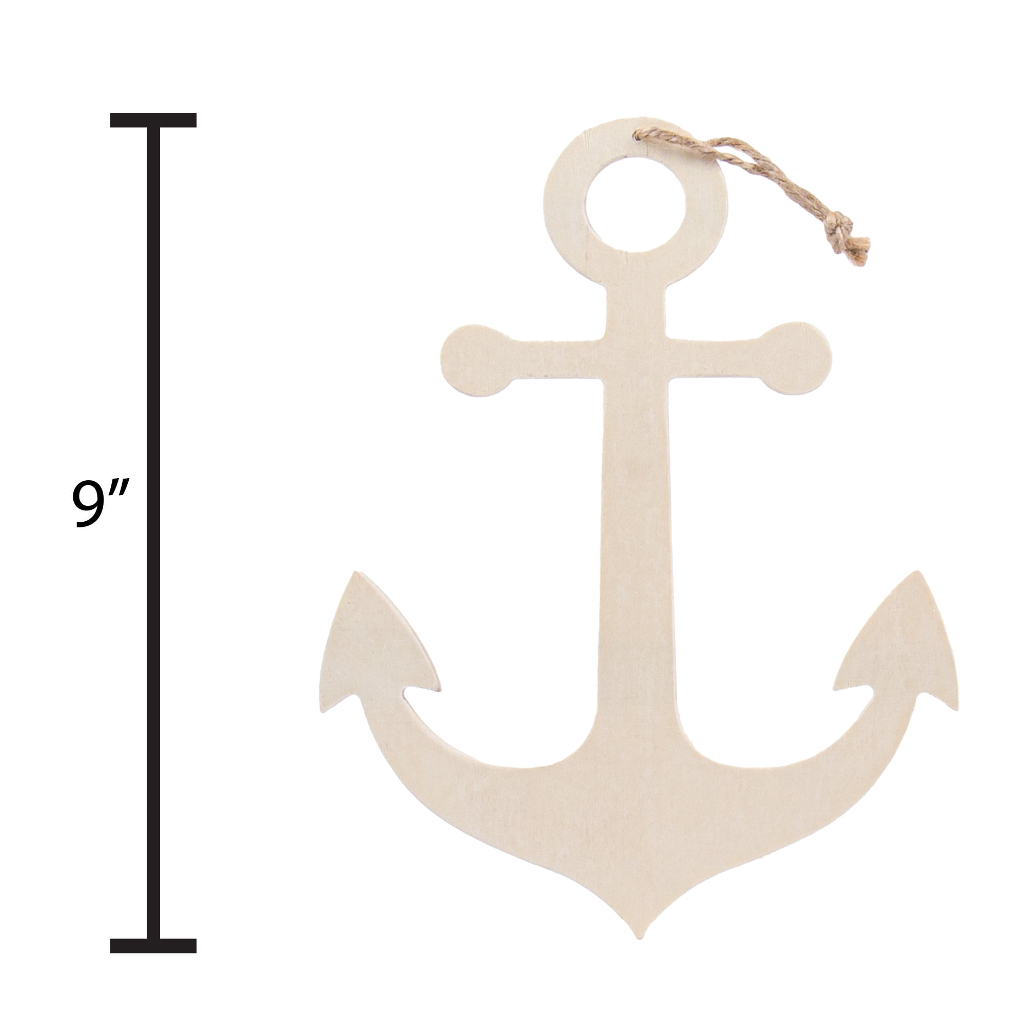 On The Surface Wooden Anchor Shape, Wood Anchor Cutout Décor