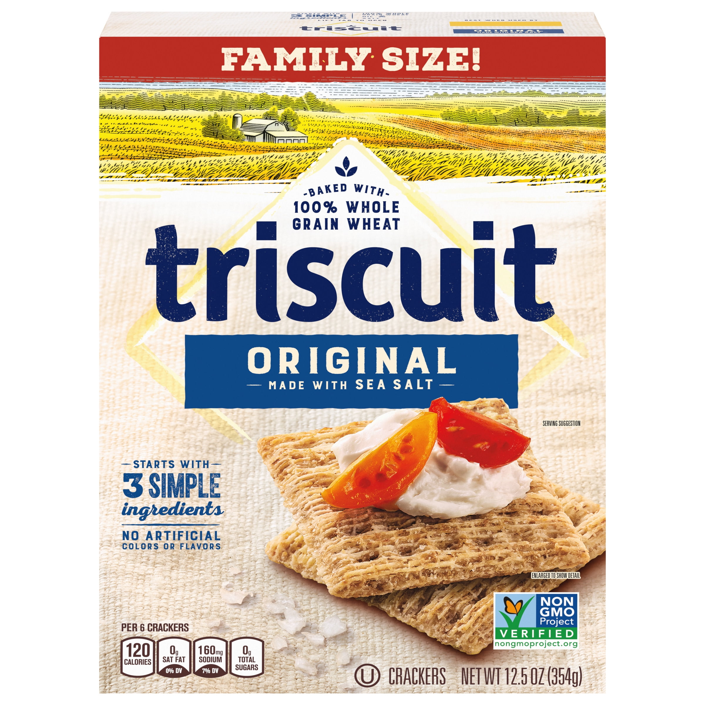 Triscuit Original Whole Grain Wheat Crackers, Family Size, 12.5 oz