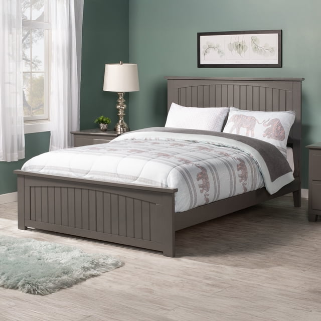 Nantucket Full Wood Foundation Bed with Matching Footboard in Grey