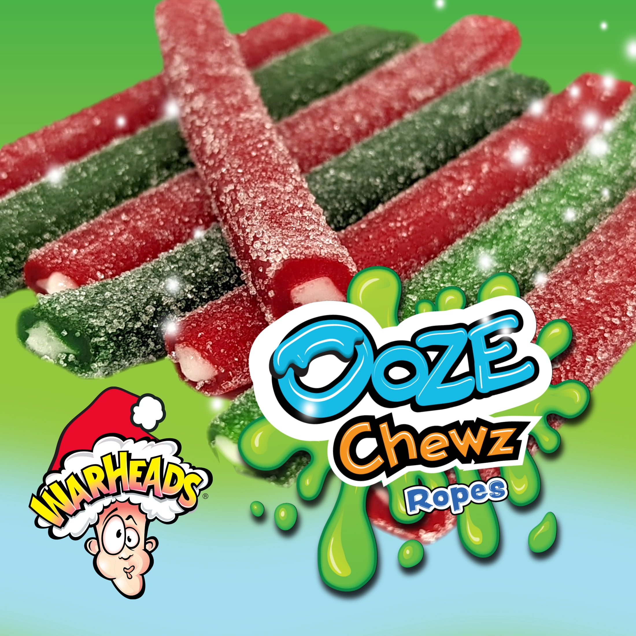 (3 pack) Warheads Ooze Chewz Holiday Candy Ropes, 3 oz