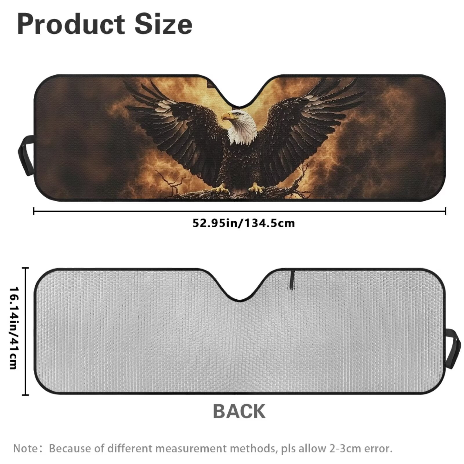 Uorisanigo Cool Bald Eagle Windshield Sun Shade for Jeep Foldable 1 Piece Car Front Window Sunshade for Jeep Wrangler, Gladiator, Renegade, FJ Cruiser. 52.95 x 16.14 inches