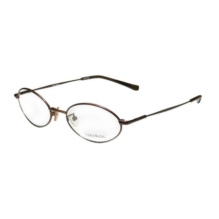 New Vera Wang V03 Womens/Ladies Oval Full-Rim Brown Classic Design Made In Italy Frame Demo Lenses 48-18-133 Eyeglasses/Glasses
