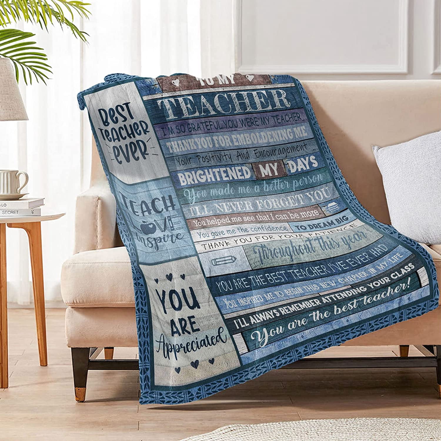 Christmas Teacher Gifts for Women Men, Teacher Appreciation Gifts, End of Year Gifts for Teachers from Students, Xmas Gift Ideas for Teachers, Thank You Teacher Gifts Throw Blanket 60 x 50 Inch