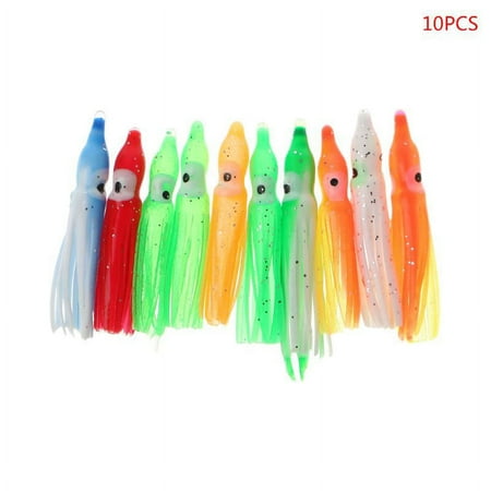 WINDLAND 10Pcs Plastic Fishing Lures Squid Skirt Trolling Octopus Soft Lure Bait
