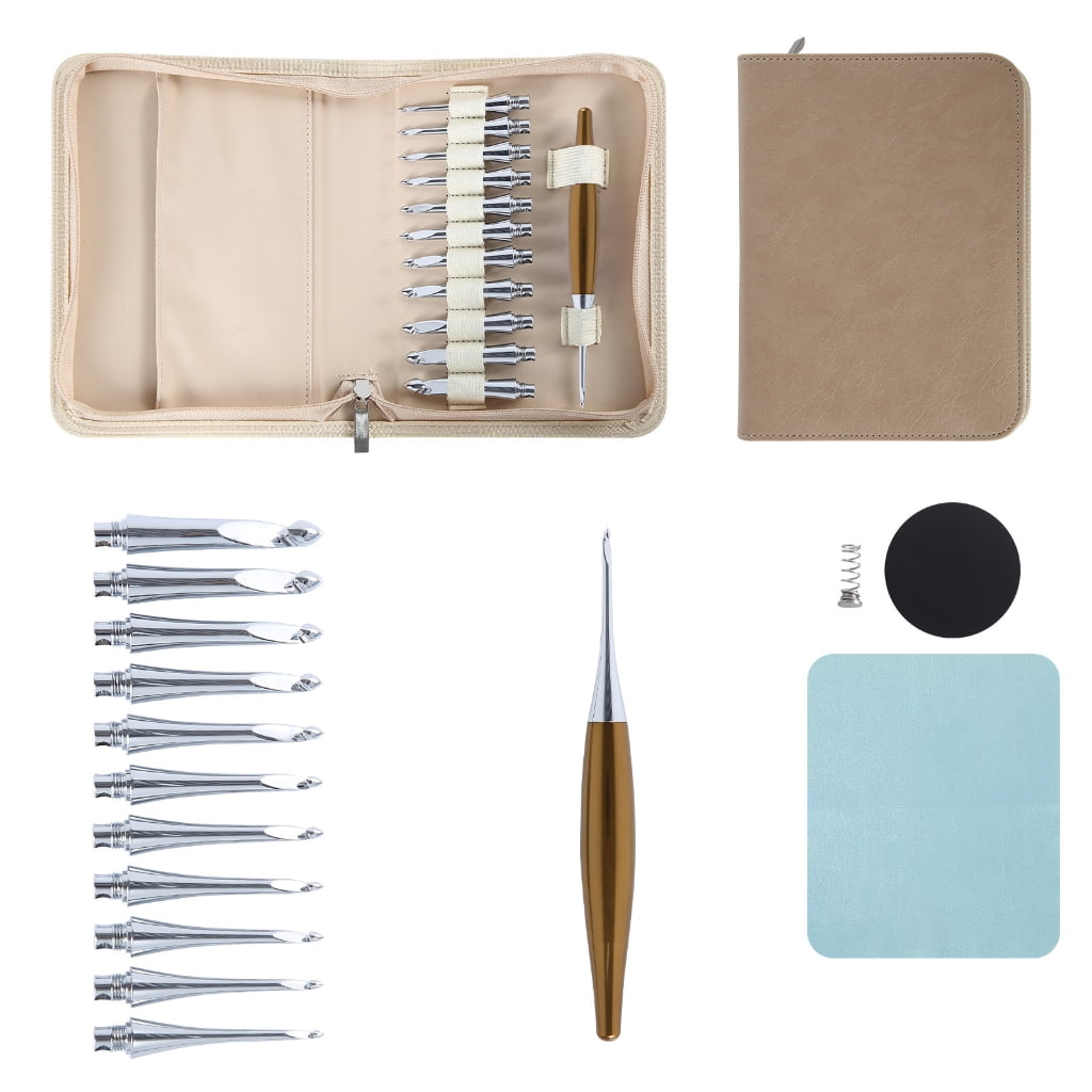 Zeiwohndc Aluminum Crochet Hook with 11 Interchangeable Tip Yarn Craft Tool for Knitting