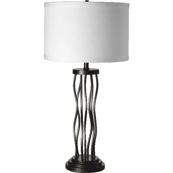 NEW Elegant Bronze Painted Base with White Fabric Shade Finish 30" Table Lamp 6234