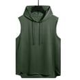 thumbnail image 6 of UVEASISHA Men's Sleeveless Hoodie Lightweight Workout Hooded Tank Tops Casual Fashion Drawstring Gym Muscle T Shirts Solid Color Loose Athletic Tanks Army Green 4XL, 6 of 7