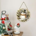 thumbnail image 4 of Placa de Madera para Puerta con Forma de Muñeco de Nieve de Invierno | Decoración de Pared con Colgante Redondo de Madera | Letrero de Bienvenida Duradero y Pintado para La Puerta Principal, La Puert, 4 of 6