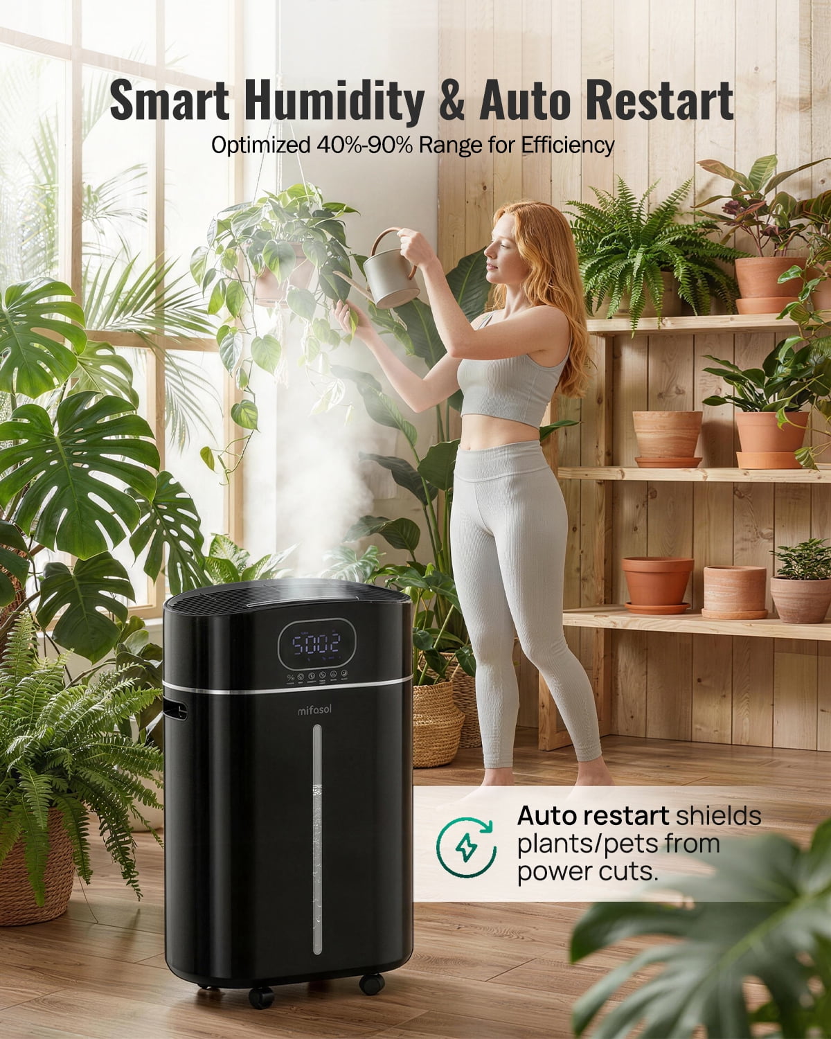 4.2Gal/16L Cool and Warm Mist Humidifier Large Room, Auto Restart Humidifiers for Home 1500 sqft, Air Humidifiers for Bedroom with Diffuser & Flame Light, Whole House Humidifiers for Baby Plant, Blac
