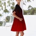 thumbnail image 5 of Efsteb Womens Summer Dresses 2025 V-Neck Pleated Dress with Pocket Summer Gradient Color Print Short Sleeve Casual Fashion Comfy Sundresses Dresses (Red,S), 5 of 7
