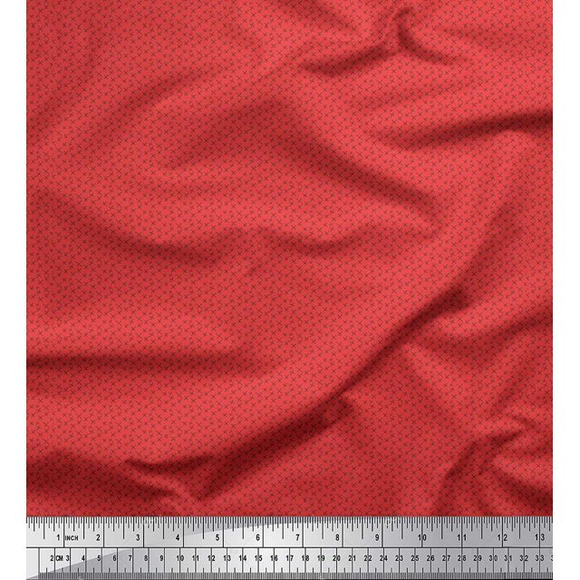 Soimoi Orange Poly Georgette Fabric Cross & Geometric Print Fabric by Yard 42 Inch Wide