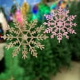 thumbnail image 4 of 12-Pack Glitter Snowflake Christmas Ornaments - Shiny Hanging Decorations for Tree, Window & Home Holiday Decor (Red, 3.9" In Dia), 4 of 7