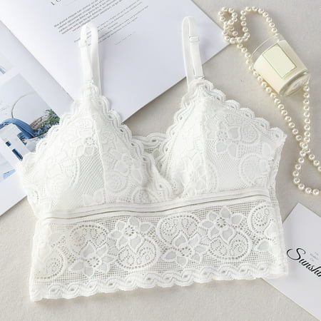 

Womens Wireless Full Coverage Comfy Strappy Bras Underarm Smoothing Pullover High Impact Sports Bras Crop Tops White