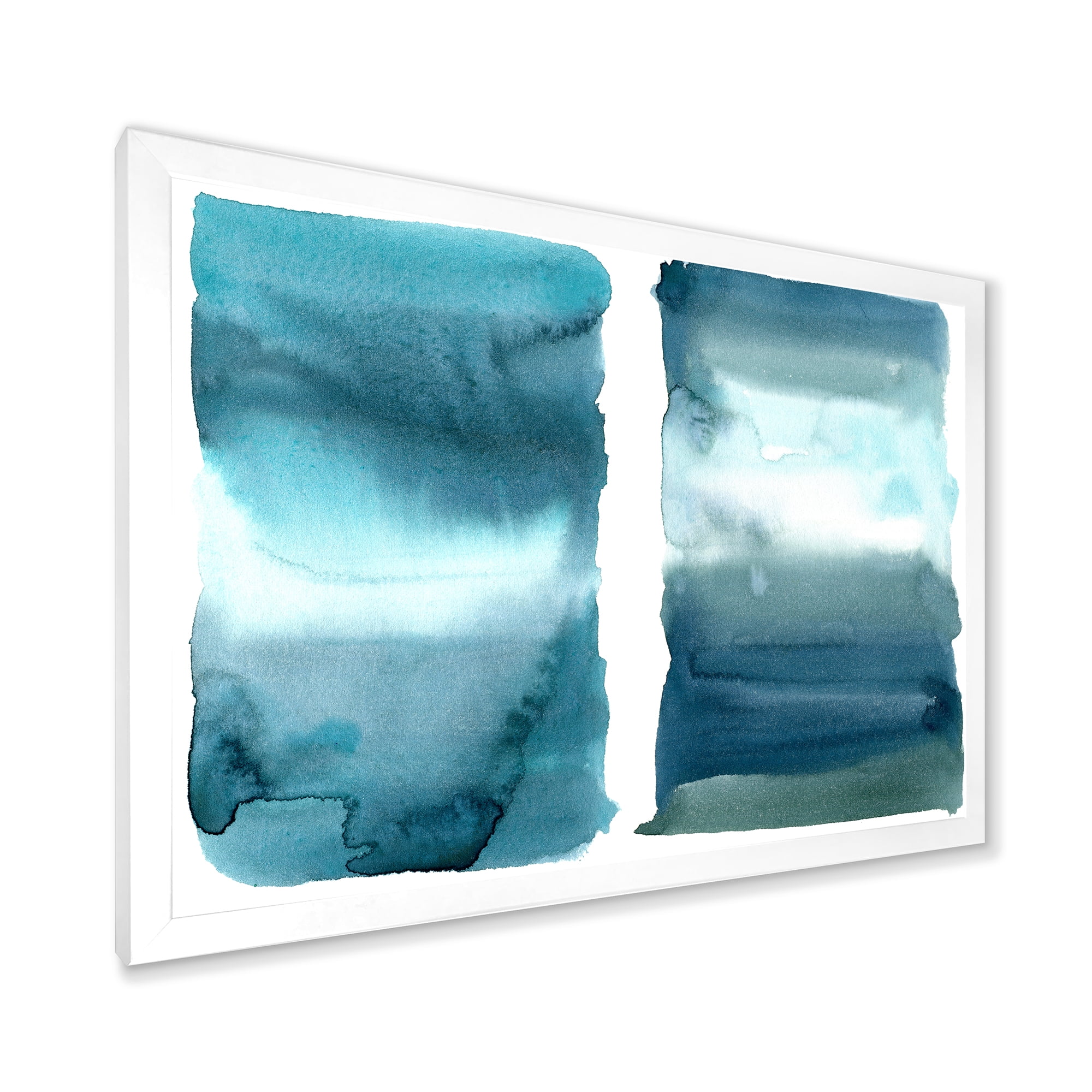 Designart 'Abstract Impression Ocean Blue Aquatic I' Modern Framed Art Print