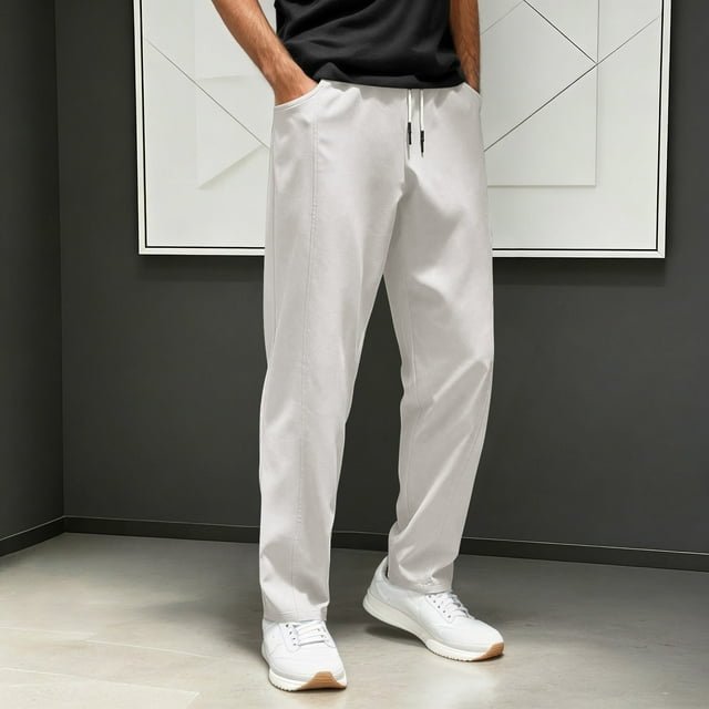 Men's Casual Pants Business Style Tailored Flat Front Trousers For Everyday Comfort And Ready Performance