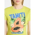 thumbnail image 4 of No Boundaries Ribbed Cotton Graphic Baby Tee with Short Sleeves, Women's XXS-XXL, 4 of 5