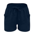 thumbnail image 6 of Landzoo Toddler Girls Shorts Solid Color Elastic Waist With Pockets And Drawstring Summer Breathable Girls Active Shorts Size 4-5 Years Navy, 6 of 6