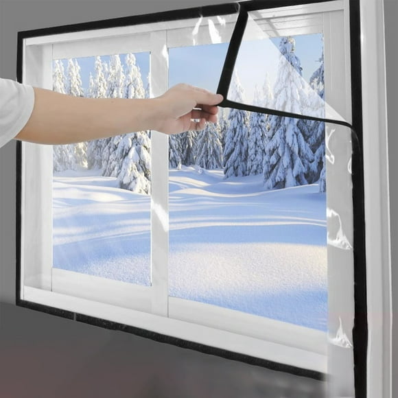 Winter Window Insulation Kit, Clear Thermal Window Coverings Adhesive Plastic Window Insulation Film for for Living Room, Bedroom