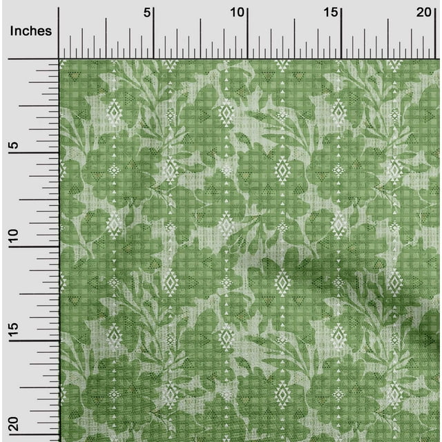 oneOone Polyester Lycra Mint Green Fabric Leaves & Floral Geometric Sewing Craft Project Fabric Prints By Yards 56 Inches Wide