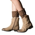 thumbnail image 2 of Women Leg Warmers Knitted Wool Boot Cover Short Leg Warmers with Diamond Mesh, 2 of 4