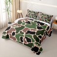 thumbnail image 3 of Manfei Woodland Wolves Twin Quilt Set,Cartoon Bear Twin Coverlet Set,Red Green,2-Piece, 3 of 7