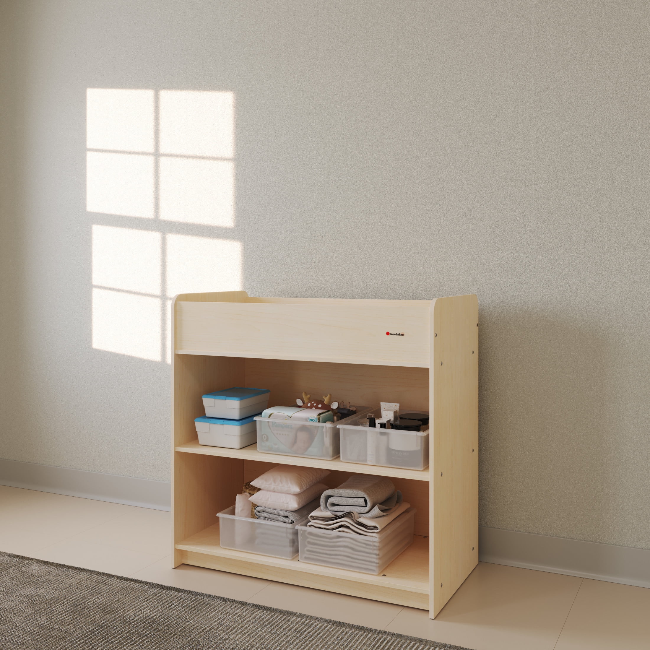 SafeStart Changing Table and Wall Organizer Set, Built-In Storage, Easy to Clean, Natural