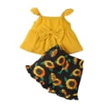 thumbnail image 2 of NAISIBABY Girls 2-Piece Outfits, Cute Sleeveless Ruffled Bow Tops Floral Shorts Summer Sets with Headband Yellow 6-9Months, 2 of 7