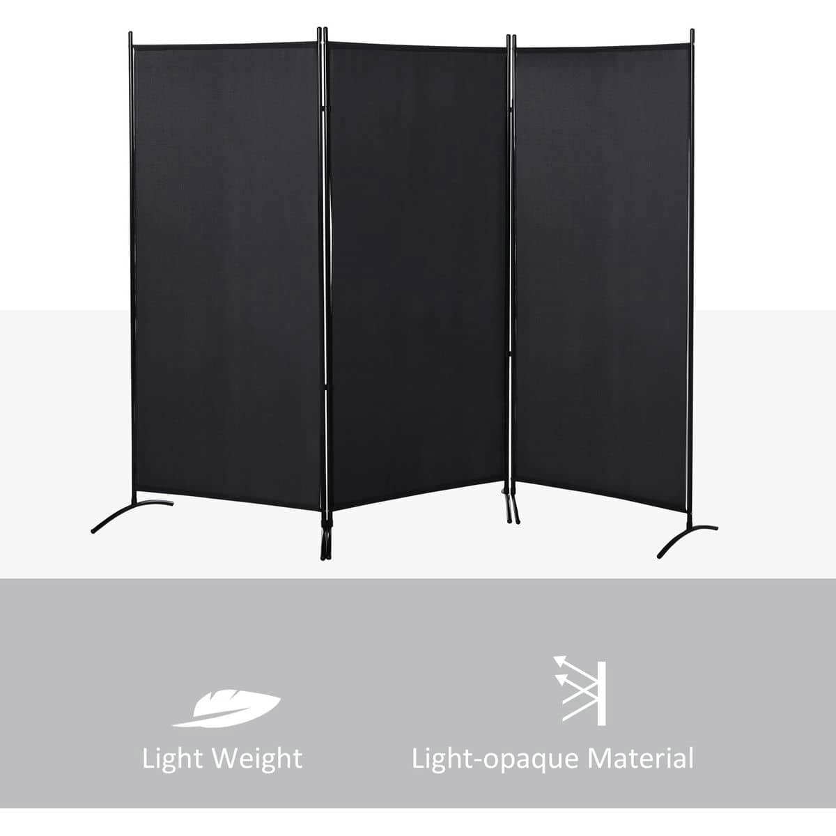 Spaco 3 Panel 6' Room Divider, Multi-Purpose Privacy Screen for Indoor as Living Room, Bedroom, Black