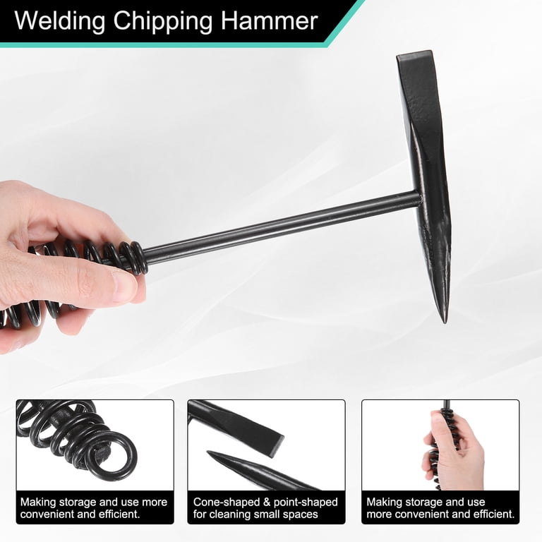 YXQ Welding Hammer & Wire Brush Set – 2 Chipping Hammers + 2 Scratch Brushes, Spring Coil Handle, Cone & Flat Chisel, Rust & Slag Remover